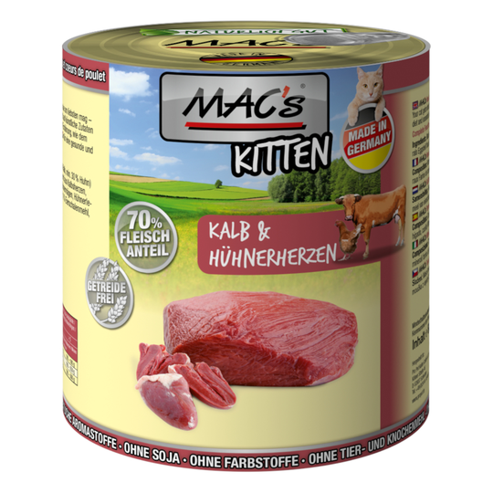 MAC´s Cat -säästöpakkaus 24 x 800 g - Kitten (kalkkuna & kanansydän)