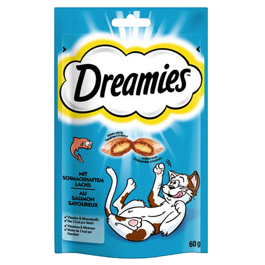 4 + 2 kaupan päälle! 6 x 60 g Dreamies-kissanherkkuja - lohi