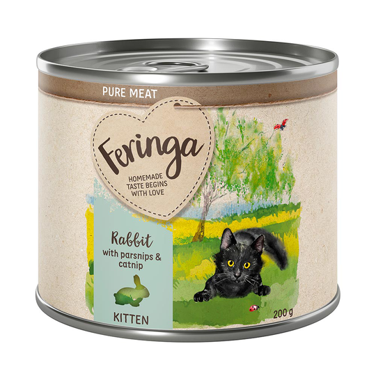 Feringa Pure Meat Kitten 6 x 200 g - kani, palsternakka & kissanminttu