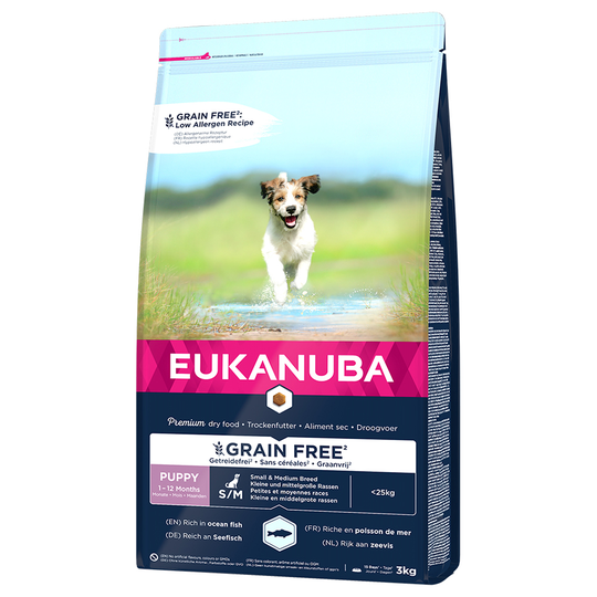 Eukanuba Grain Free Puppy Small / Medium Breed lohi - 3 kg