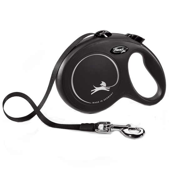 flexi New Classic S - flexi New Classic -nauhatalutin S, musta, 5 m
