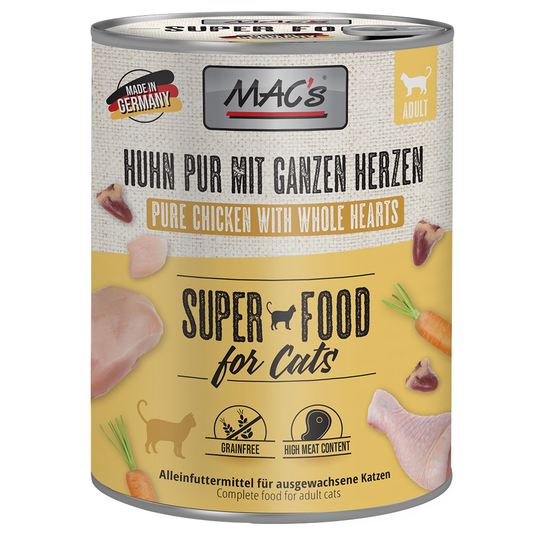 MAC´s Cat -säästöpakkaus 24 x 800 g - kana & kokonainen siipikarjansydän