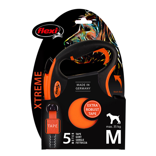 flexi Xtreme -nauhatalutin oranssi, 5 m - M: max 35 kg