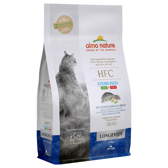 Almo Nature HFC Longevity Sterilized meribassi & kultaotsa-ahven - säästöpakkaus: 2 x 1,2 kg