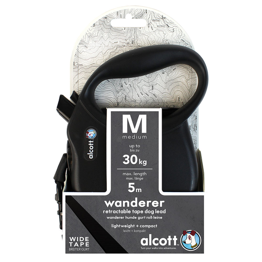 alcott Wanderer -kelatalutin, musta - M-koko, alle 30 kg painaville koirille