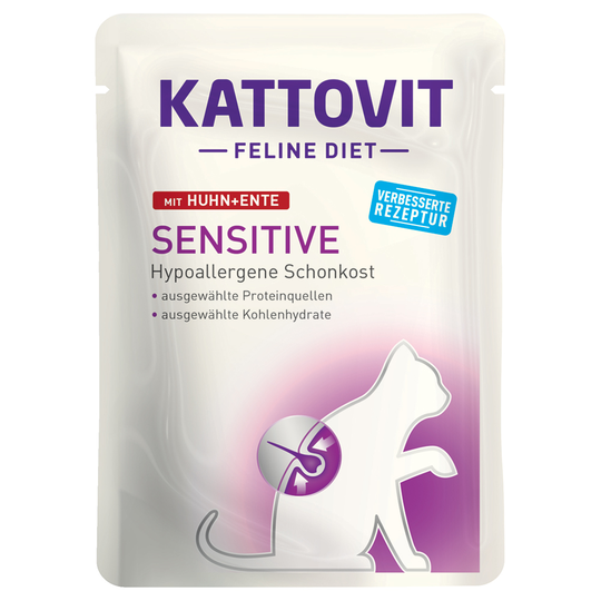 Kattovit Sensitive Pouch - 6 x 85 g kana & ankka