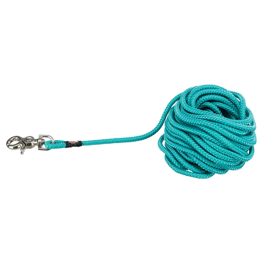 Trixie-koulutusliina, pyöreä, Trigger Snap Hook -koukulla, merensininen - koko S - L: pituus 10 m, Ø 6 mm