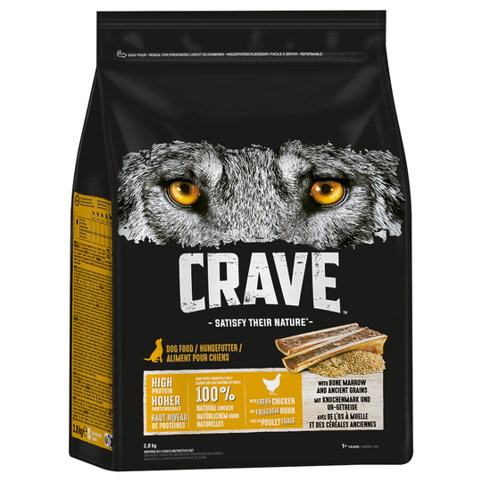 Crave Dog -kuivaruoka 15 % alennuksella! - kana, jossa luuydintä ja muinaisviljaa (2,8 kg)