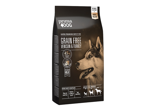 PrimaDog kuivaruoka GrainFree peura-kalkkuna 10 kg