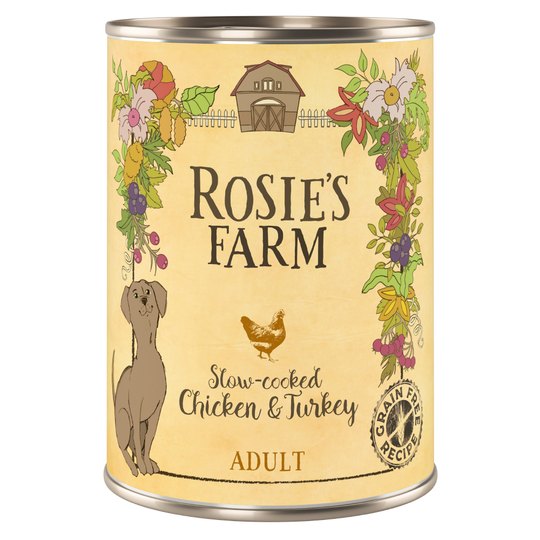 Rosie's Farm Adult 6 x 400 g - kana & kalkkuna