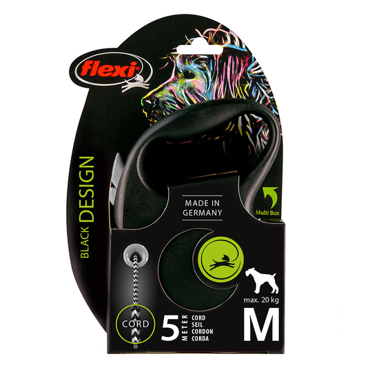 flexi Black Design -nyöritalutin musta, 5 m - M: max 20 kg