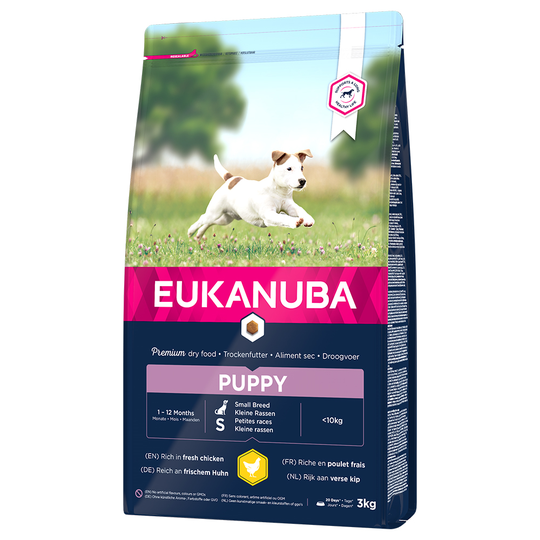 3x zooPisteitä 3 kg / 15 kg Eukanuba-koiranruokaa - Puppy Small Breed Chicken (3 kg)