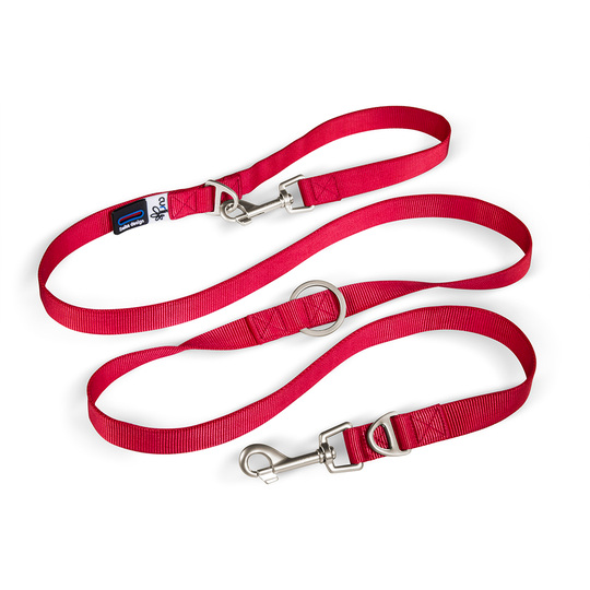 Curli-nailontalutushihna, säädettävä, punainen - L-koko: pituus 200 cm, leveys 20 mm