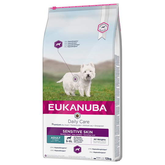 Eukanuba-säästöpakkaus - 2 x 12 kg Daily Care Adult Sensitive Skin