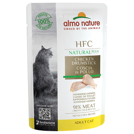 Almo Nature HFC Natural Plus 6 x 55 g - kananreisi