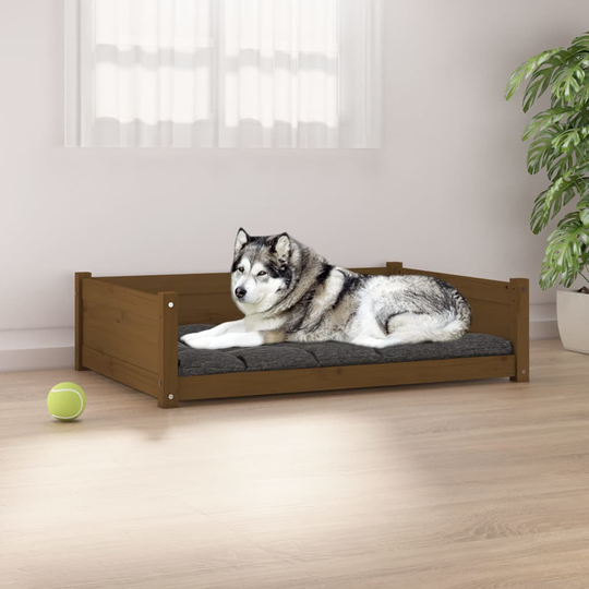 vidaXL Koiransänky hunajanruskea 105,5x75,5x28 cm täysi mänty
