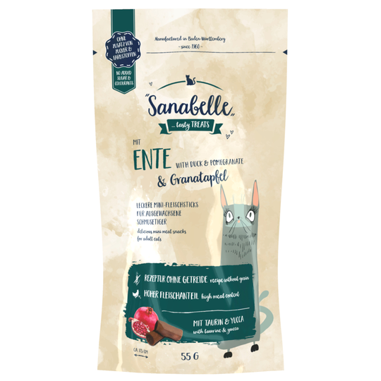 Sanabelle Cat-Stick No Grain -säästöpakkaus 3 x 55 g - 3 x 55 g ankka & granaattiomena