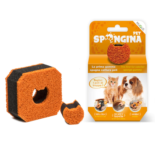 Mugue Spongina Pet -kumisieni eläinten karvojen poistamiseen - P 10 x L 9,5 x K 4,5 cm