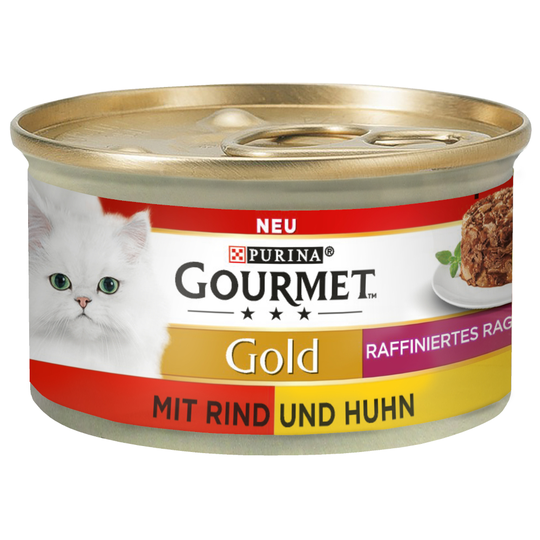 24 + 12 kaupan päälle! 36 x 85 g Gourmet Gold -kissanruokaa - Ragout-duo - nauta & kana