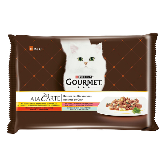 Gourmet A La Carte -monipakkaus 4 x 85 g - kana, taimen, nauta, seiti
