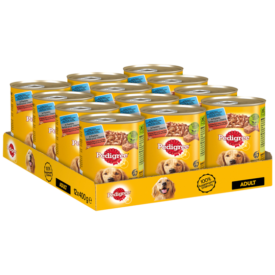 20 + 4 kaupan päälle! 24 x 400 g Pedigree Classic -koiranruoka - Adult: 3 lihalajia
