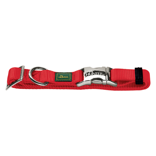 HUNTER Vario Basic Alu-Strong -nailonpanta, punainen - M-koko: kaulanympärys 40 - 55 cm, leveys 20 mm