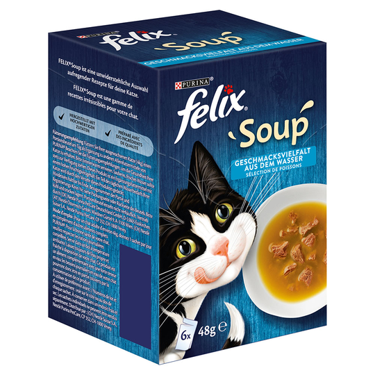 6 + 6 kaupan päälle! 12 x 48 g Latz Soup -kissanruokaa - kalalajitelma