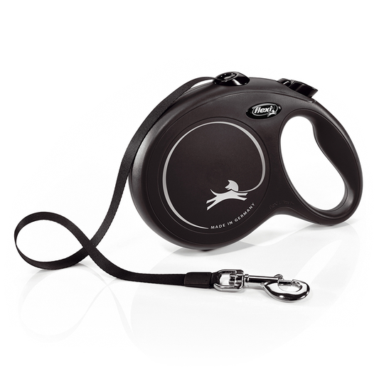 flexi New Classic L - flexi New Classic -nauhatalutin, L, musta, 8 m