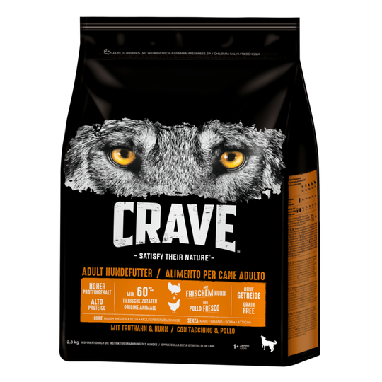 Crave Dog -kuivaruoka 15 % alennuksella! - Turkey & Chicken (2,8 kg)