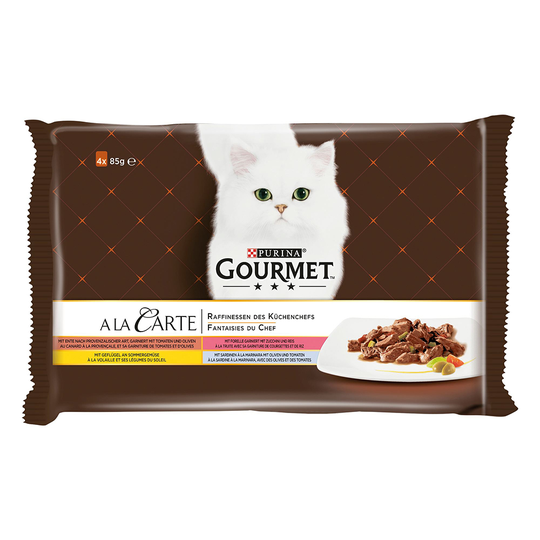 Gourmet A La Carte -monipakkaus 4 x 85 g - ankka, siipikarja, sardiini, taimen