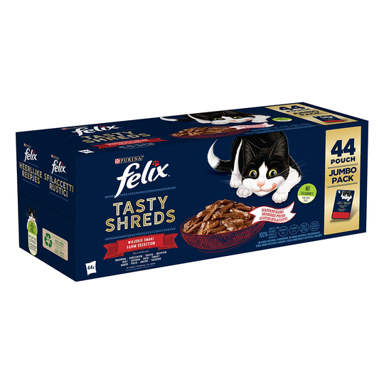 Latz "Tasty Shreds" -annospussit 44 x 80 g - Farm Selection