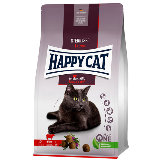 Happy Cat Sterilised Adult Bavarian Beef - 10 kg